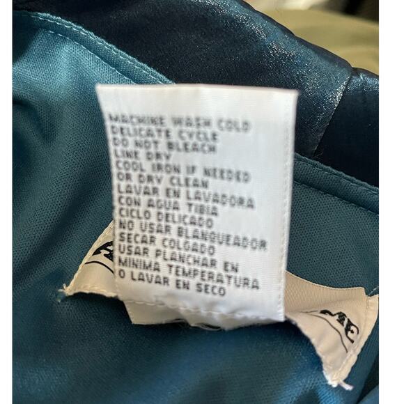 Another Thyme Turquoise Elegant Vintage Inspired Blouse Size 16 Ruffled Satin - Picture 8 of 10